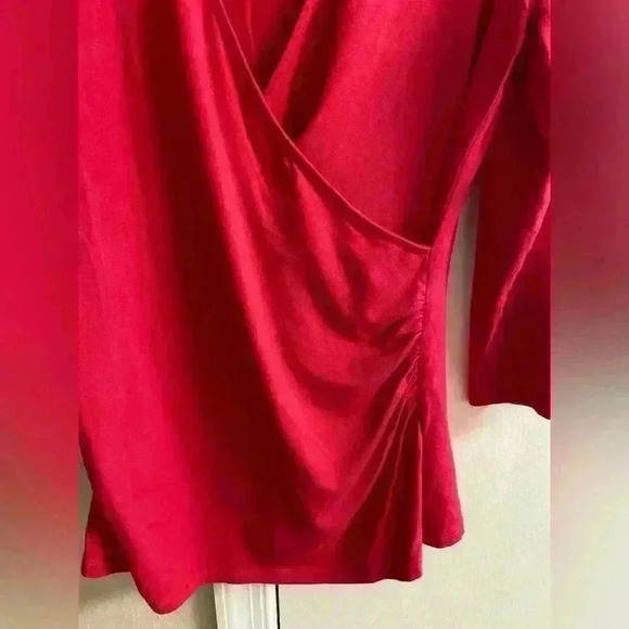 Boden faux Wrap Blouse 3/4 sleeves pink sideways style Sz 10 - Picture 6 of 6